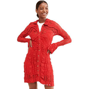 $158  New Free People Shayla Lace Mini Dress in Red Size XS #1200